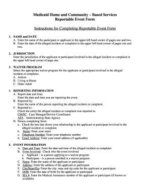 Medicaid Reportable Event Form