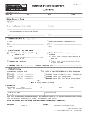 California Form 700 Statement of Economic Interests