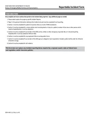 Sample emt meaning - nys doh ems reportable incidents form