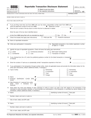 Form 8886 Reportable Transaction Disclosure Statement