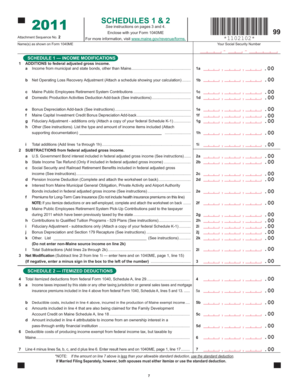 Maine Schedule 1 & 2 2011