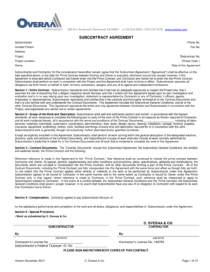 Subcontract Agreement