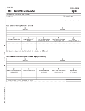 California Schedule H (100) Dividend Income Deduction