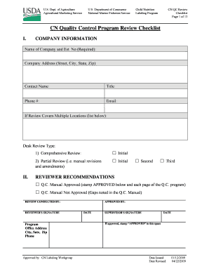 Cn quality control program review checklist form