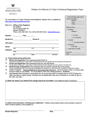 Petition for Refund of Tuition Forfeiture/Registration Fees