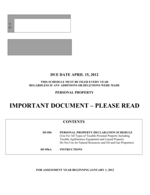 Colorado Personal Property Declaration Schedule