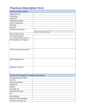Practicum Description Form
