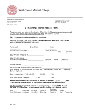 J-1 Exchange Visitor Request Form