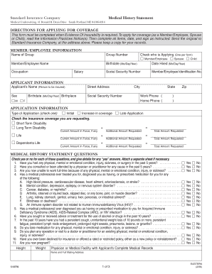 Standard Insurance Medical History Statement