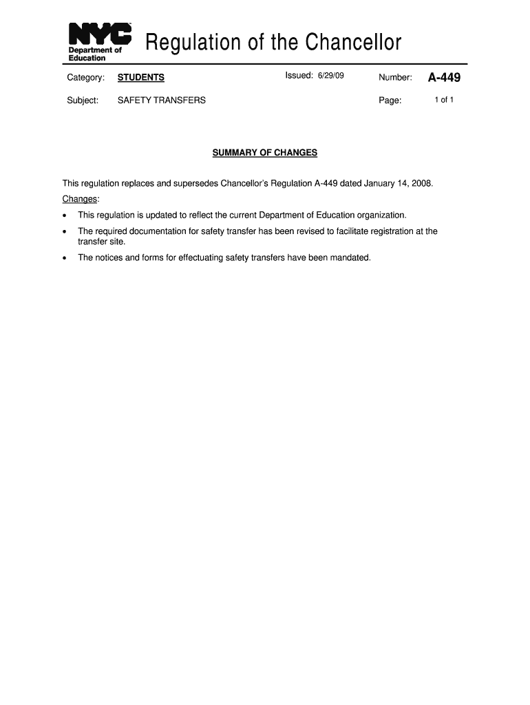 chancellor's regulation a 101 Preview on Page 1.