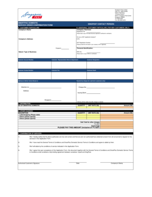Singapore Post SmartPac Domestic Service Order Confirmation Form