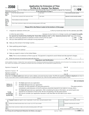 IRS Form 2350 2009