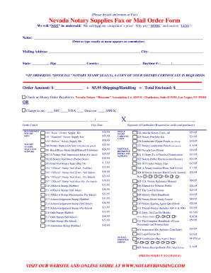 Nevada Notary Supplies Order Form
