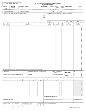 USDA Purchase Order Form