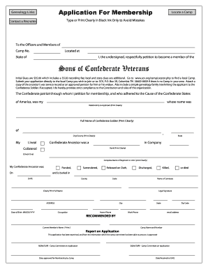 Sons of Confederate Veterans Membership Application