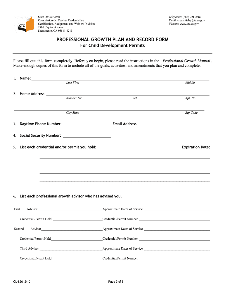 professional growth plan and record form Preview on Page 1