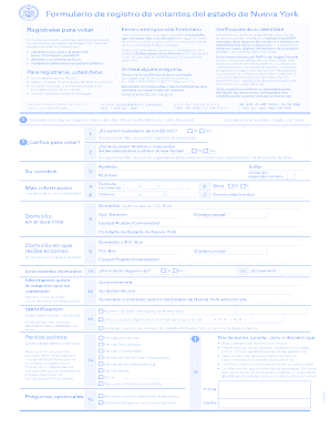 Formulario de registro de votantes del estado de Nueva York - elections ny