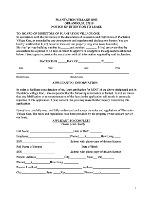 Sample letter of lease agreement - intent to rent form