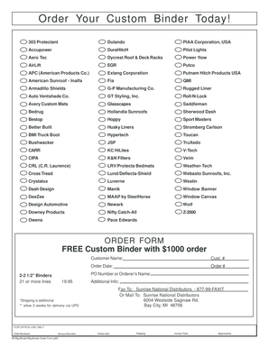 Custom Binder Order Form