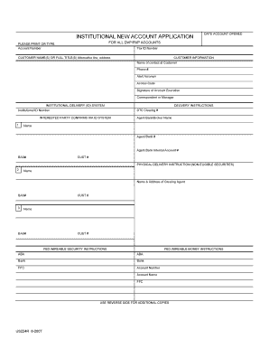 Institutional New Account Application