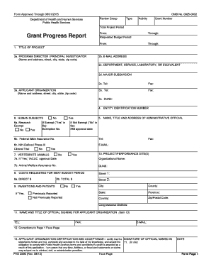 PHS 2590 Grant Progress Report