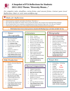 PTA Reflections Student Entry Form