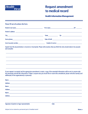 Medical Record Amendment Request Form