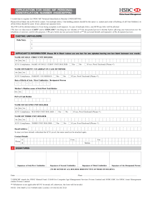 HSBC MF Personal Identification Number Application
