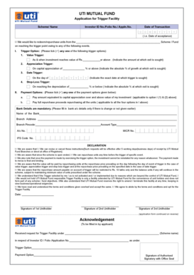 UTI Mutual Fund Trigger Facility Application