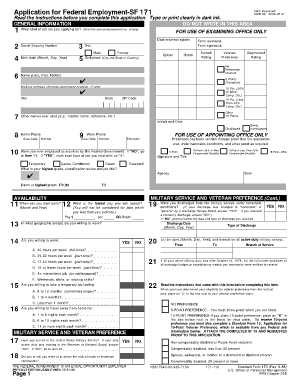 Federal Employment Application SF 171