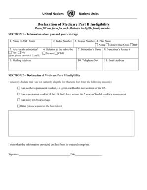 Declaration of Medicare Part B Ineligibility