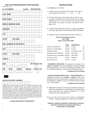 Texas Driver License Application Form