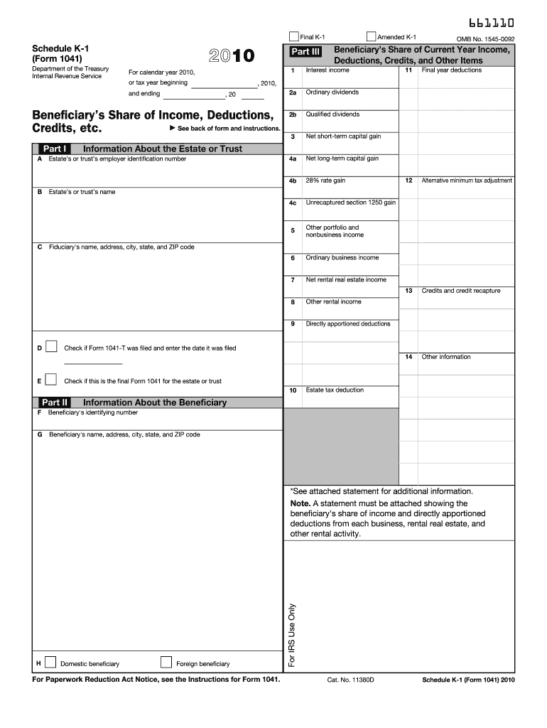 2010 form 1041 Preview on Page 1