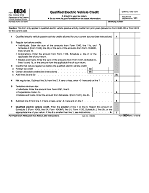 Form 8834 Qualified Electric Vehicle Credit