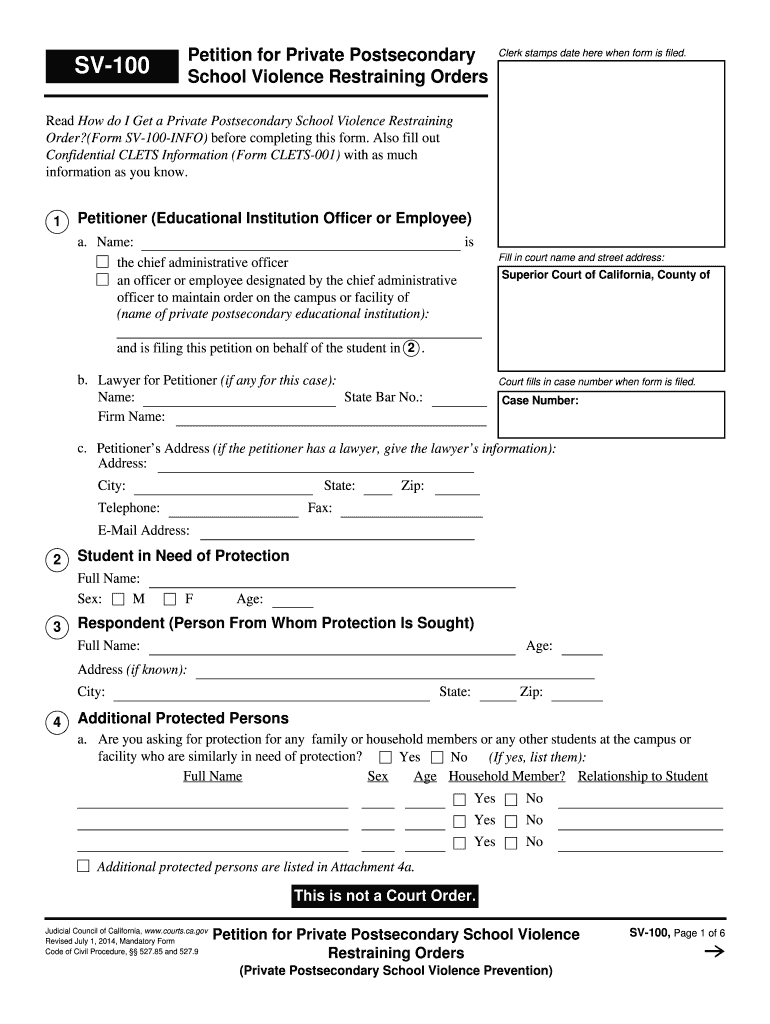 private postsecondary school violence 2014 form Preview on Page 1