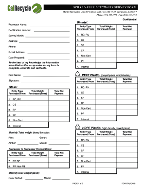 Scrap Value Purchases Survey Form