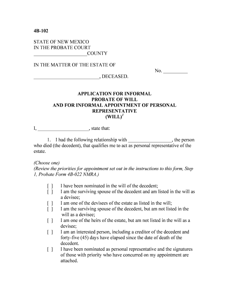 New Mexico Form 4b 102 Fill Online Printable Fillable Blank