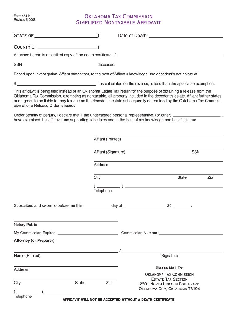 ok form 454 n Preview on Page 1