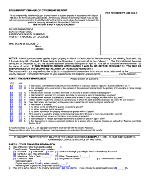 California Preliminary Change of Ownership Report