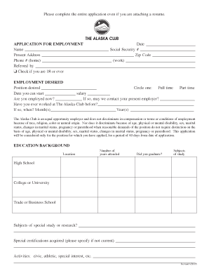 alaska club application form