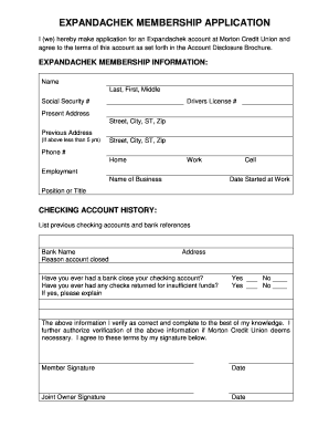 Expandachek Membership Application