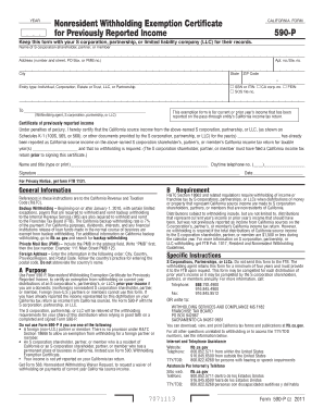 California Form 590-P Nonresident Withholding Exemption