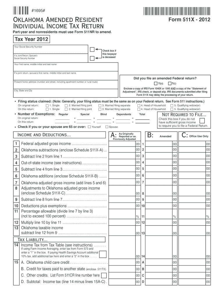 Form 511X - 2012 - metrolibrary Preview on Page 1