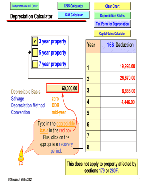 Depreciation Calculator 3 year property 5 year property 7 year ...