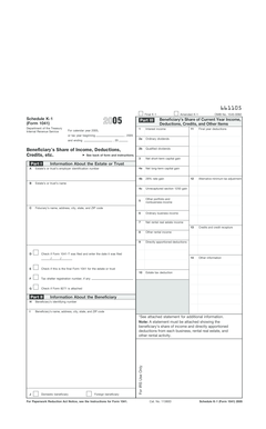 Schedule K-1 (Form 1041) 2005