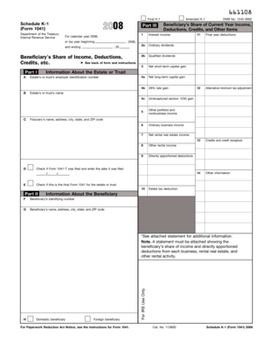 Schedule K-1 (Form 1041) 2008
