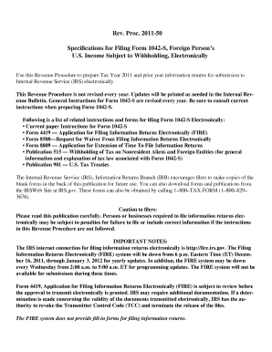 Form 1042-S Filing Specifications