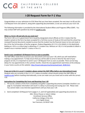 I-20 Request Form for F-1 Visa
