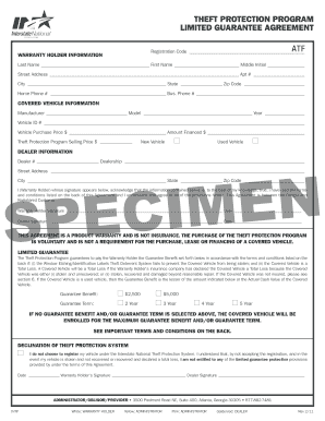 Theft Protection Program Limited Guarantee Agreement