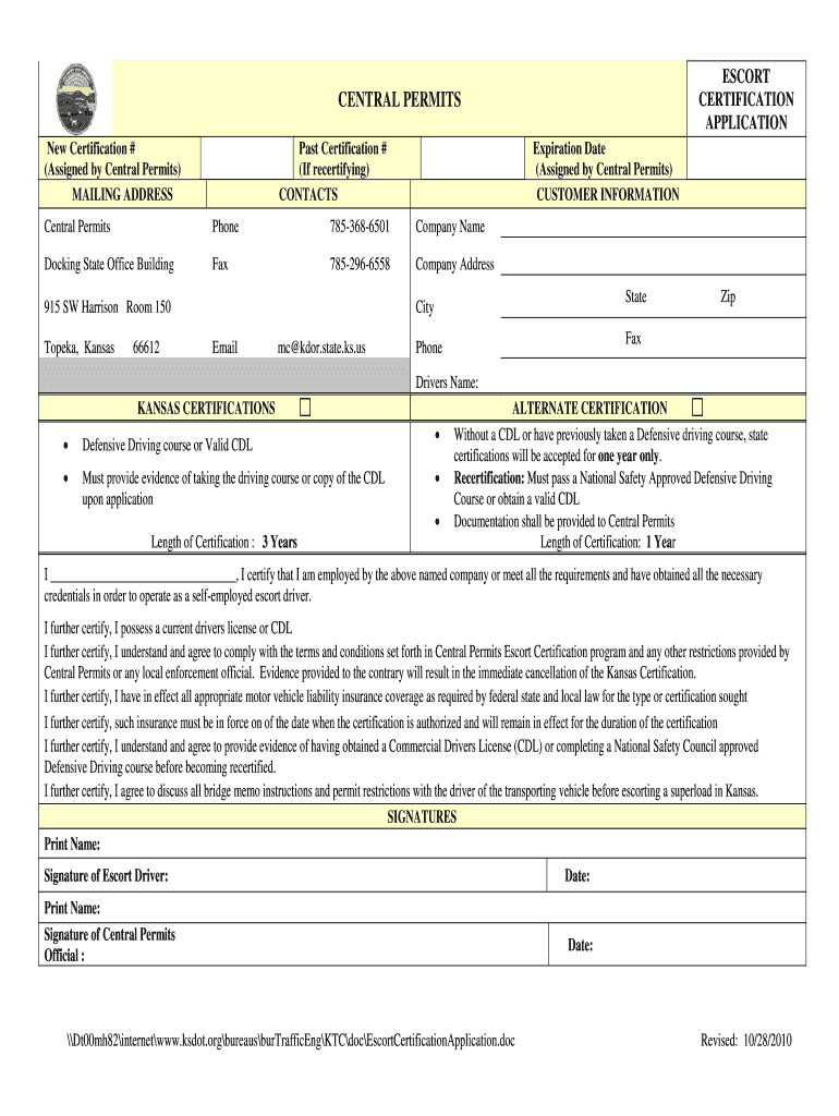 Pilot Car Certification For Kansas Fill Online, Printable, Fillable, Blank pdfFiller